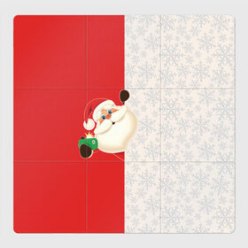 Магнитный плакат 3Х3 с принтом Селфи Деда Мороза , Полимерный материал с магнитным слоем | 9 деталей размером 9*9 см | christmas | merry christmas | дед мороз | ёлка | зима | мороз | новый год | подарок | праздник | рождество | с новым годом | санта клаус | селфи | снегурочка | снежинки