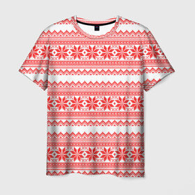 Мужская футболка 3D с принтом Новогодний Красный , 100% полиэфир | прямой крой, круглый вырез горловины, длина до линии бедер | 2020 | 2021 | 2022 | 2023 | 2024 | 2025 | merry christmas | new year | вязание | вязаный | год | дед | елка | елки | лес | мороз | нг | новый | новый год | олени | олень | оленями | рождество | свитер | снегурочка