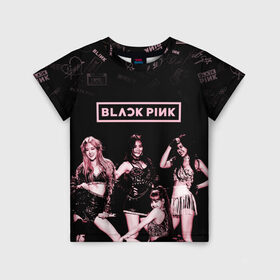 Детская футболка 3D с принтом BLACKPINK , 100% гипоаллергенный полиэфир | прямой крой, круглый вырез горловины, длина до линии бедер, чуть спущенное плечо, ткань немного тянется | black pink | blackpink | k pop | блэкпинк | дженни | джису | к поп | лиса | розэ