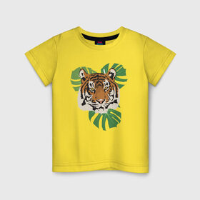 Детская футболка хлопок с принтом Тигр в джунглях , 100% хлопок | круглый вырез горловины, полуприлегающий силуэт, длина до линии бедер | Тематика изображения на принте: nature | tiger | wild | wild animals | джунгли | дикие животные | дикий | животные | кошачьи | крупные кошки | полосатый | природа | тигр | тигр в джунглях | тигренок | тропики | хищник | хищные животные