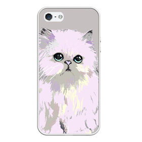 Чехол для iPhone 5/5S матовый с принтом Пушистый милый кот с грустным взглядом , Силикон | Область печати: задняя сторона чехла, без боковых панелей | забавно | котята | няшно | цитата