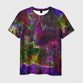 Мужская футболка 3D с принтом Энергия в красках , 100% полиэфир | прямой крой, круглый вырез горловины, длина до линии бедер | abstract | color | energy | gradient | neon | pattern | space | texture | абстрактный | абстракция | волны | всплеск | градиент | дым | искусство | космические | краски | красочный | неон | неоновый | сияние | текстура | туман