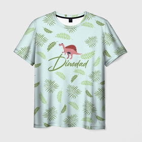 Мужская футболка 3D с принтом Dinodad , 100% полиэфир | прямой крой, круглый вырез горловины, длина до линии бедер | dino | dinosaur | family | family look | детские | для всей семьи | семейные | семья | фэмили лук