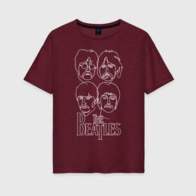 Женская футболка хлопок Oversize с принтом The Beatles (одной линией) , 100% хлопок | свободный крой, круглый ворот, спущенный рукав, длина до линии бедер
 | let it be | the beatles | битлз | битломан | битлы | всемирный день | группа | джон | джордж | известный | леннон | логотип | маккартни | музыка | музыкант | пол | популярный | портрет | ринго | рок группа | старр