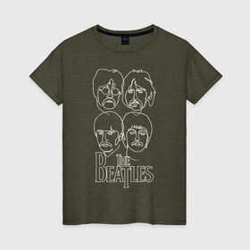 Женская футболка хлопок с принтом The Beatles (одной линией) , 100% хлопок | прямой крой, круглый вырез горловины, длина до линии бедер, слегка спущенное плечо | let it be | the beatles | битлз | битломан | битлы | всемирный день | группа | джон | джордж | известный | леннон | логотип | маккартни | музыка | музыкант | пол | популярный | портрет | ринго | рок группа | старр