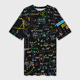 Платье-футболка 3D с принтом Математические формулы ,  |  | Тематика изображения на принте: formulas | math | science | алгебра | вуз | высшая математика | график | графики | дифференциальные уравнения | квадрат | корень квадратный | косинус | математика | наука | синус | студент | тригонометрия