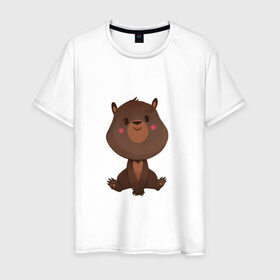 Мужская футболка хлопок с принтом Медвежонок , 100% хлопок | прямой крой, круглый вырез горловины, длина до линии бедер, слегка спущенное плечо. | косолапый | медведь | мишка | мишутка | парные