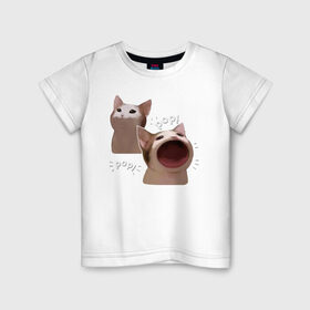 Детская футболка хлопок с принтом Cat Pop - Мем , 100% хлопок | круглый вырез горловины, полуприлегающий силуэт, длина до линии бедер | art | cat | mem | meme | memes | music | pop | retro | style | арт | буп | кот | котенок | котик | котэ | мем | мемы | музыка | ретро