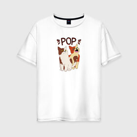 Женская футболка хлопок Oversize с принтом Pop Cat , 100% хлопок | свободный крой, круглый ворот, спущенный рукав, длина до линии бедер
 | art | cat | dj | goer | musician | party | pop | singer | арт | буп | диджей | кот | кошка | музыкант | певец | поп | тусовщик