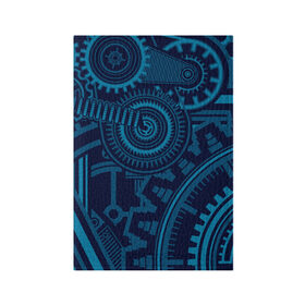 Обложка для паспорта матовая кожа с принтом Steampunk Mechanic Blue , натуральная матовая кожа | размер 19,3 х 13,7 см; прозрачные пластиковые крепления | Тематика изображения на принте: gears | mechanics | mechanism | steampunk | механизм | механика | стимпанк | шестеренки