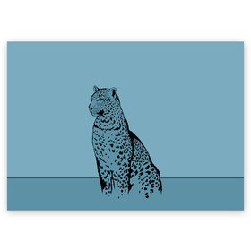 Поздравительная открытка с принтом Леопард , 100% бумага | плотность бумаги 280 г/м2, матовая, на обратной стороне линовка и место для марки
 | Тематика изображения на принте: африка | большая кошка | графика | дикий мир | животное | кошка | персонаж | природа | рисунок | хищник