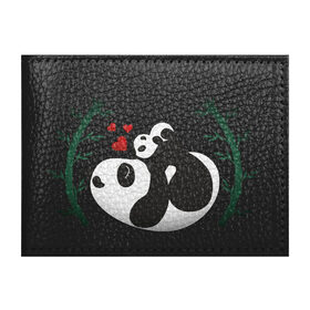 Обложка для студенческого билета с принтом Мама панда с малышом , натуральная кожа | Размер: 11*8 см; Печать на всей внешней стороне | baby | mom | panda | бамбук | малыш | мама | панда | ребенок