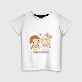 Детская футболка хлопок с принтом Девочка , 100% хлопок | круглый вырез горловины, полуприлегающий силуэт, длина до линии бедер | беззаботное детство | игры | любовь