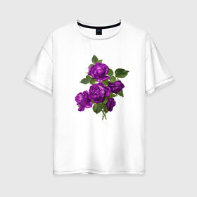 Женская футболка хлопок Oversize с принтом Букеты , 100% хлопок | свободный крой, круглый ворот, спущенный рукав, длина до линии бедер
 | букетик | любовь | фиолетовый | цветы | яркое