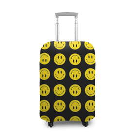 Чехол для чемодана 3D с принтом Смайлики , 86% полиэфир, 14% спандекс | двустороннее нанесение принта, прорези для ручек и колес | emoji | smile | sticker | грусть | любовь | печаль | плачь | смайлики | стикеры | текстура | улыбка | эмоджи | эмодзи