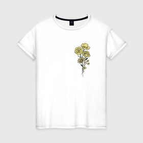 Женская футболка хлопок с принтом Flo , 100% хлопок | прямой крой, круглый вырез горловины, длина до линии бедер, слегка спущенное плечо | flo | flowers | растения | флористика | цветение | цветы