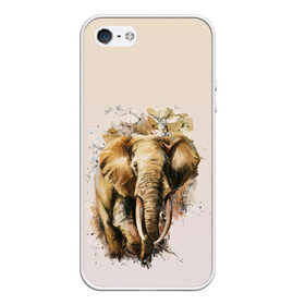 Чехол для iPhone 5/5S матовый с принтом акварельный слон брызги , Силикон | Область печати: задняя сторона чехла, без боковых панелей | акварель | акварельный | арт | бивни | брызги | животное | зверь | краска | природа | разводы | рисунок | хобот