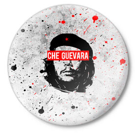 Значок с принтом CHE GUEVARA | ЧЕ ГЕВАРА ,  металл | круглая форма, металлическая застежка в виде булавки | anarchy | che | che guevara | comandante | hasta la victoria siempre | анархия | гевара | до победы всегда | историческая личность | комунист | куба | революция | социализм | фидель кастро | че | че гевара | эрнесто