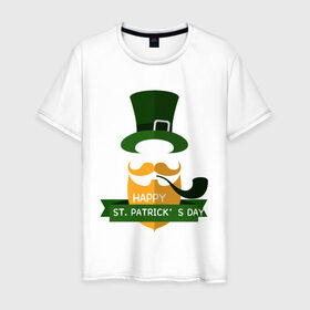 Мужская футболка хлопок с принтом настоящий ирландец , 100% хлопок | прямой крой, круглый вырез горловины, длина до линии бедер, слегка спущенное плечо. | 17 марта | день святого патрика | зеленый | ирландия | клевер | надпись | пожелние | традиции | трубка | цилиндр | шляпа