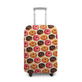 Чехол для чемодана 3D с принтом Пончики , 86% полиэфир, 14% спандекс | двустороннее нанесение принта, прорези для ручек и колес | еда | колечки | кольцо | конфеты | круг | пища | пончик | пончики | разноцветные пончики | сладкие пончики | сладкое