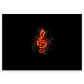 Поздравительная открытка с принтом Огненный скрипичный ключ , 100% бумага | плотность бумаги 280 г/м2, матовая, на обратной стороне линовка и место для марки
 | clef | fire | instrument | music | musical | notation | note | notes | tablature | treble | грамота | дым | инструмент | ключ | музыка | музыкальный | нота | нотная | ноты | огненный | огонь | скрипичный | табулатура