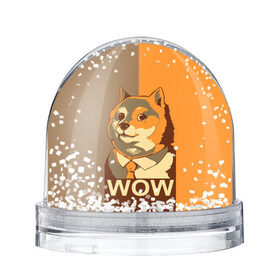 Снежный шар с принтом Doge Wow , Пластик | Изображение внутри шара печатается на глянцевой фотобумаге с двух сторон | Тематика изображения на принте: animal | art | dog | doge | dogecoin | many x | mem | meme | new | poster | such x | wave | wow | арт | в | галстук | галстуке | двухцветная | животное | зверь | имени | кабосу | мем | мемас | мэм | по | постер | сиба ину | собака | хищник