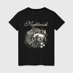 Женская футболка хлопок с принтом NIGHTWISH , 100% хлопок | прямой крой, круглый вырез горловины, длина до линии бедер, слегка спущенное плечо | metal | nightwish | tarja turunen | метал | музыка | найтвиш | рок | симфо метал | тарья турунен