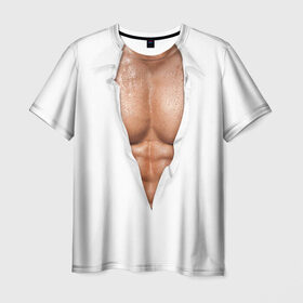 Мужская футболка 3D с принтом Идеальный Торс , 100% полиэфир | прямой крой, круглый вырез горловины, длина до линии бедер | мускулы | мышцы | прес | рельеф | спорт | тело | торс