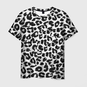 Мужская футболка 3D с принтом Снежный Барс , 100% полиэфир | прямой крой, круглый вырез горловины, длина до линии бедер | cheetah | leopard | wool | барс | леопард
