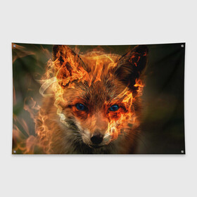 Флаг-баннер с принтом Огненная лиса , 100% полиэстер | размер 67 х 109 см, плотность ткани — 95 г/м2; по краям флага есть четыре люверса для крепления | Тематика изображения на принте: fox | foxy | животное | звери | лиса | лисенок | лисичка | милая | рыжая | фокс