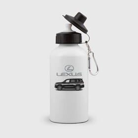 Бутылка спортивная с принтом LEXUS , металл | емкость — 500 мл, в комплекте две пластиковые крышки и карабин для крепления | car | jeep | lexus | машина | скорость