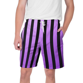 Мужские шорты 3D с принтом Полосатость ,  полиэстер 100% | прямой крой, два кармана без застежек по бокам. Мягкая трикотажная резинка на поясе, внутри которой широкие завязки. Длина чуть выше колен | purple | полосы | футбол | хайп | яркий