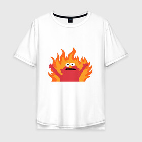 Мужская футболка хлопок Oversize с принтом маппет , 100% хлопок | свободный крой, круглый ворот, “спинка” длиннее передней части | Тематика изображения на принте: fire | muppet | маппет | огонь | улица сезам | элмо