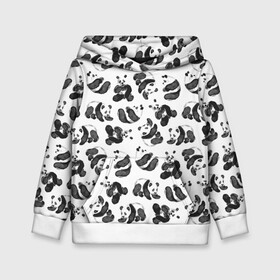 Детская толстовка 3D с принтом Акварельные панды паттерн , 100% полиэстер | двухслойный капюшон со шнурком для регулировки, мягкие манжеты на рукавах и по низу толстовки, спереди карман-кенгуру с мягким внутренним слоем | Тематика изображения на принте: art | black white | cute | funny panda | panda | pandas | pattern | watercolor | акварель | акварельный рисунок | арт | детский рисунок | маленькие панды | медведи | медвежата | милые панды | мишки | панда | пандочка | пандочки | узор