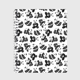 Тетрадь с принтом Акварельные панды паттерн , 100% бумага | 48 листов, плотность листов — 60 г/м2, плотность картонной обложки — 250 г/м2. Листы скреплены сбоку удобной пружинной спиралью. Уголки страниц и обложки скругленные. Цвет линий — светло-серый
 | Тематика изображения на принте: art | black white | cute | funny panda | panda | pandas | pattern | watercolor | акварель | акварельный рисунок | арт | детский рисунок | маленькие панды | медведи | медвежата | милые панды | мишки | панда | пандочка | пандочки | узор
