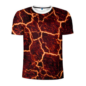 Мужская футболка 3D спортивная с принтом Лава , 100% полиэстер с улучшенными характеристиками | приталенный силуэт, круглая горловина, широкие плечи, сужается к линии бедра | лава | огонь | пламя | разлом | текстура | трещины