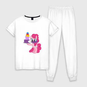 Женская пижама хлопок с принтом My Little Pony Pinkie Pie , 100% хлопок | брюки и футболка прямого кроя, без карманов, на брюках мягкая резинка на поясе и по низу штанин | applejack | friendship | mylittlepony | rainbow dash | twilight sparkle | waifu | вайфу | дружба это магия | друзья | кони | моя маленькая пони | мультфильм | пони | радуга | ренбоу деш | эплджек