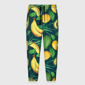 Мужские брюки 3D с принтом Фрукты , 100% полиэстер | манжеты по низу, эластичный пояс регулируется шнурком, по бокам два кармана без застежек, внутренняя часть кармана из мелкой сетки | Тематика изображения на принте: avokado | авокадо | бананы | лимоны | фрукты