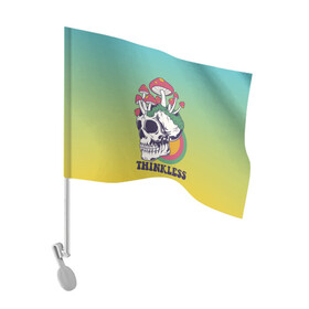 Флаг для автомобиля с принтом Поганки на черепе Психоделика , 100% полиэстер | Размер: 30*21 см | гриб | мухомор | поганка | психоделика | череп