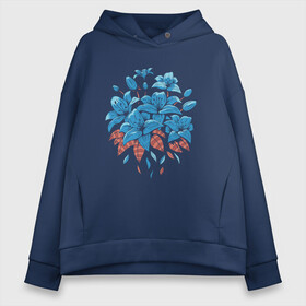 Женское худи Oversize хлопок с принтом Букет голубых лилий , френч-терри — 70% хлопок, 30% полиэстер. Мягкий теплый начес внутри —100% хлопок | боковые карманы, эластичные манжеты и нижняя кромка, капюшон на магнитной кнопке | art | blue lilly | botanica | botanical | bouquet of flowers | floral | garden | gardening | lilly | арт | ботаника | букет цветов | букеты | гигантские цветы | домашние цветы | лилии | лилия | рисунок цветов | садовод | садоводство