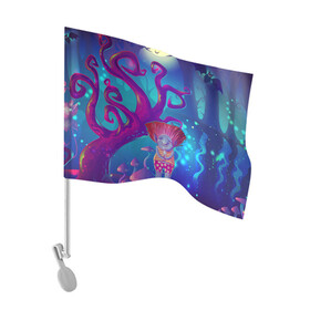 Флаг для автомобиля с принтом Волшебство троллей , 100% полиэстер | Размер: 30*21 см | волшебство | грибы | искры | лес | магия | мистика | свет | свечение | сказка | тролль