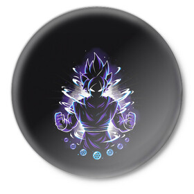 Значок с принтом Сон Гоку ,  металл | круглая форма, металлическая застежка в виде булавки | anime | dragon ball | аниме | анимэ | драгон бал | дрэгон бол | жемчуг дракона | сон гоку