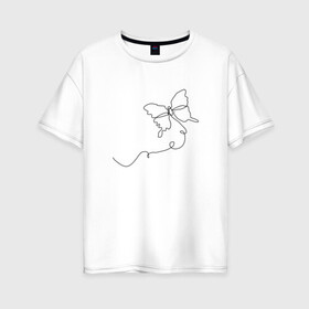 Женская футболка хлопок Oversize с принтом Бабочка , 100% хлопок | свободный крой, круглый ворот, спущенный рукав, длина до линии бедер
 | Тематика изображения на принте: butterfly | бабочка | слитная бабочка