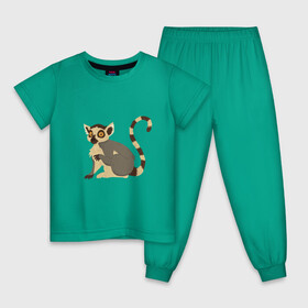 Детская пижама хлопок с принтом Удивлённый Кошачий Лемур , 100% хлопок |  брюки и футболка прямого кроя, без карманов, на брюках мягкая резинка на поясе и по низу штанин
 | art | cute lemur | illustration | lemur | madagascar | monkey | арт | иллюстрация | лемуровые | мадагаскар | мартышка | милый лемур | обезьянка | полуобезьяна | примат | приматы | рисунок
