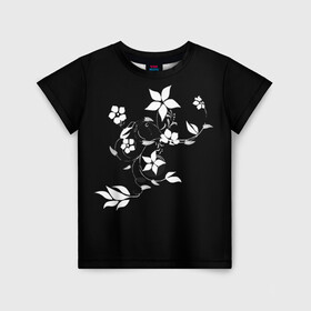 Детская футболка 3D с принтом Цвета цветов черное , 100% гипоаллергенный полиэфир | прямой крой, круглый вырез горловины, длина до линии бедер, чуть спущенное плечо, ткань немного тянется | black | colors | flowers | grape | plant | виноград | растение | цвета | цветов | черное