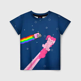 Детская футболка 3D с принтом Nyan cat x Pony , 100% гипоаллергенный полиэфир | прямой крой, круглый вырез горловины, длина до линии бедер, чуть спущенное плечо, ткань немного тянется | my little pony | nyan cat | дружба это чудо | единорог | единороги | май литл пони | мульт | мультфильм | нян кэт