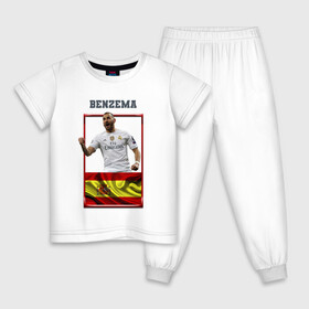 Детская пижама хлопок с принтом Карим Бензема (Реал Мадрид) , 100% хлопок |  брюки и футболка прямого кроя, без карманов, на брюках мягкая резинка на поясе и по низу штанин
 | karim benzema | карим бензема | реал мадрид | флаг испании | футболист | футбольная форма
