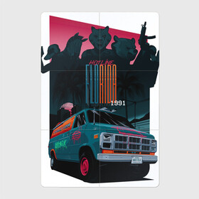 Магнитный плакат 2Х3 с принтом Hotline Florida 1991 , Полимерный материал с магнитным слоем | 6 деталей размером 9*9 см | автомобиль | бирюзовый | горячая линия | градиенты | грузовик | зебра | маски | медведь. | ночь | пальмы | розовый | тигр | утки