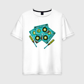 Женская футболка хлопок Oversize с принтом Кассета , 100% хлопок | свободный крой, круглый ворот, спущенный рукав, длина до линии бедер
 | винтаж | девяностые | кассеты | ностальгия | отвёртка | ретро | ссср