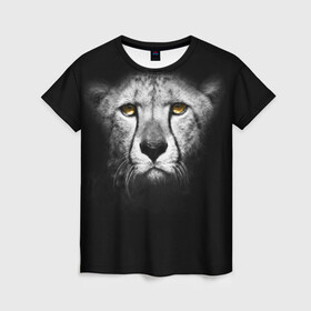 Женская футболка 3D с принтом Гепард , 100% полиэфир ( синтетическое хлопкоподобное полотно) | прямой крой, круглый вырез горловины, длина до линии бедер | animal | cheetah | wild | гепард | чернобелый